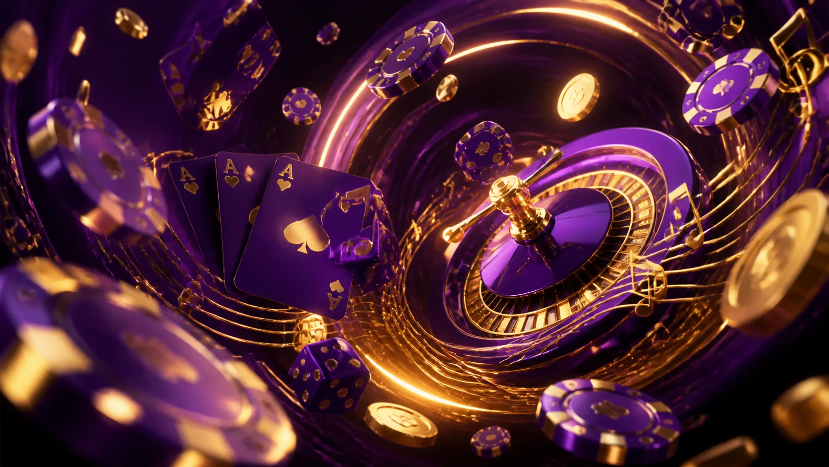 Futuristic cyberpunk casino scene with neon lights, glowing poker chips, and elements inspired by the Winbeatz theme